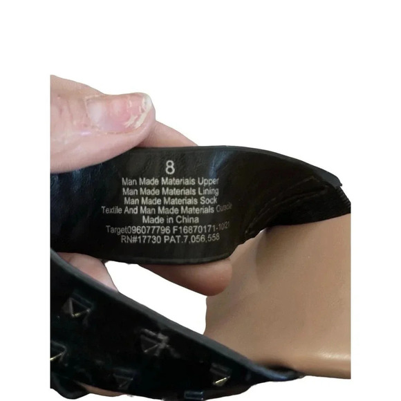 A New Day Women's Black Stella Two Band Studded Sandals Size 8 - Picture 3 of 4